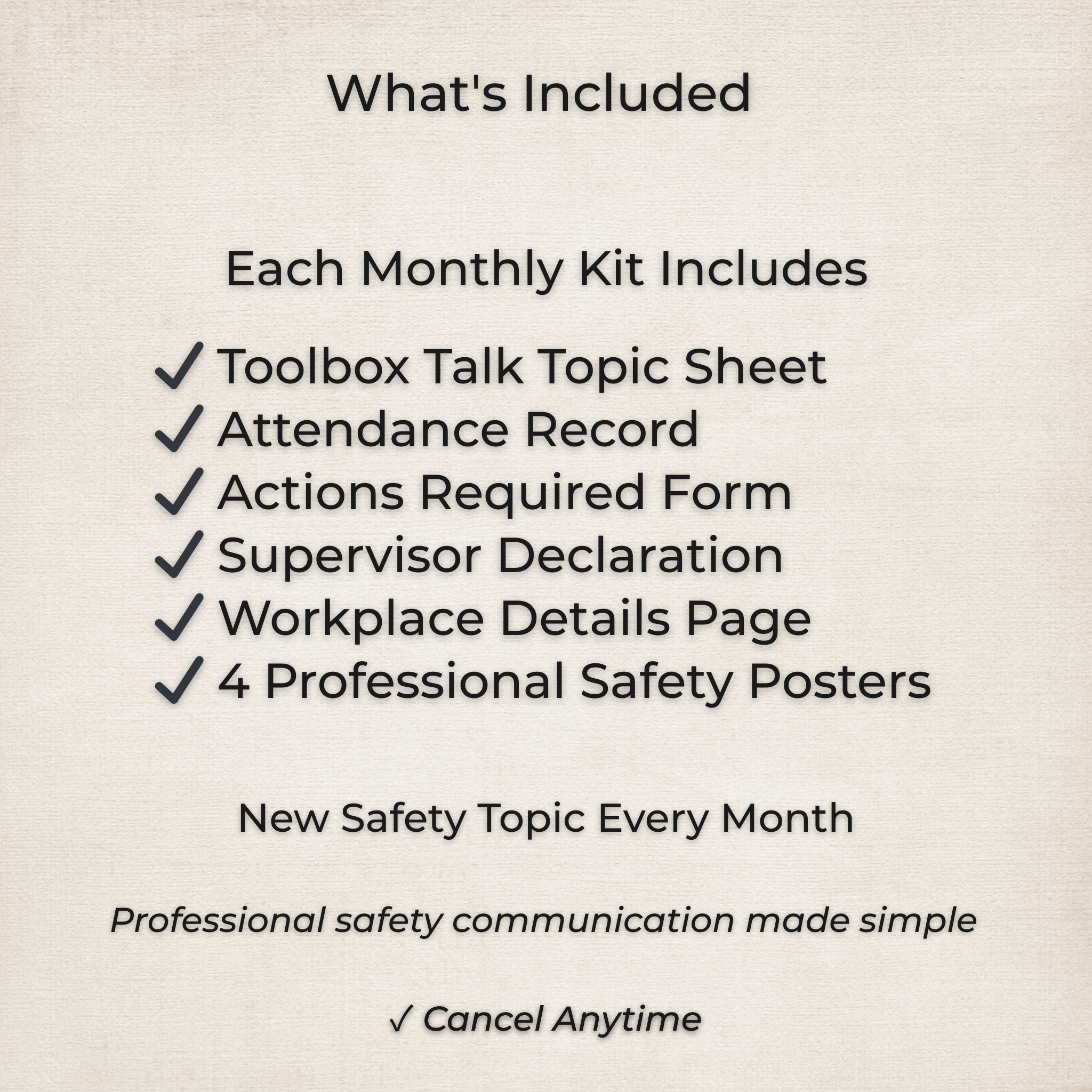 Monthly Safety Communication Kit- Toolbox Talks, APRIL 2026