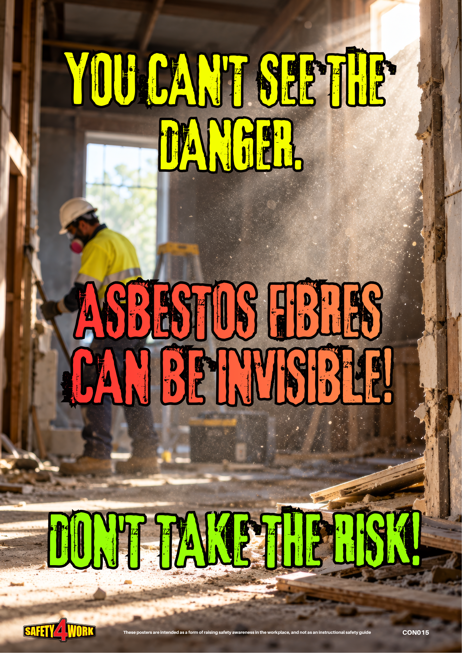 Asbestos Awareness Safety Poster | Invisible Fibre Hazards – CON015