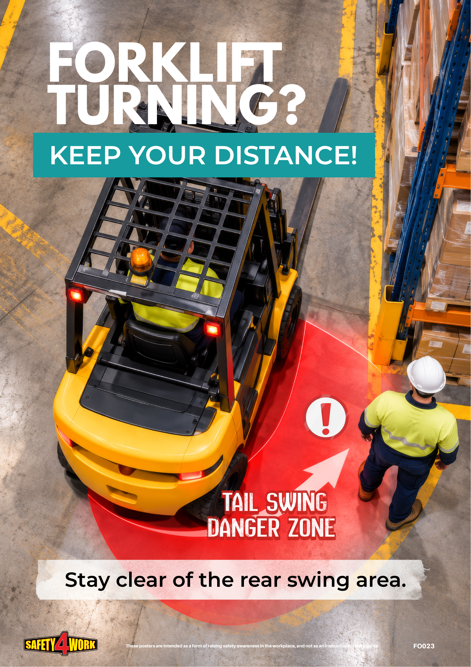 Forklift Tail Swing Safety Poster | Forklift & Pedestrian Safety – FO023
