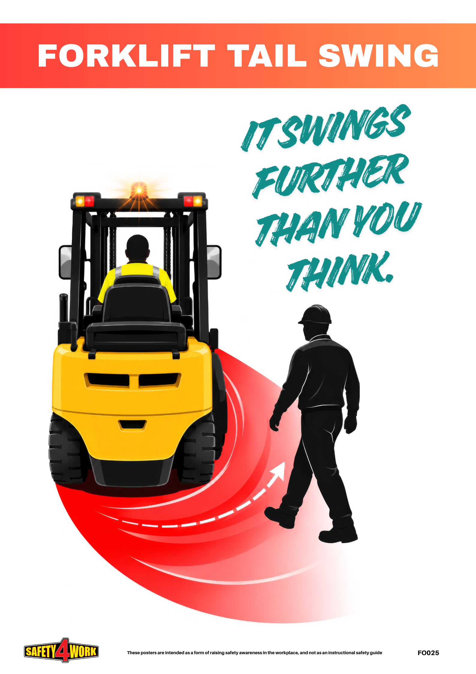Forklift Tail Swing Safety Poster | It Swings Further Than You Think – FO025