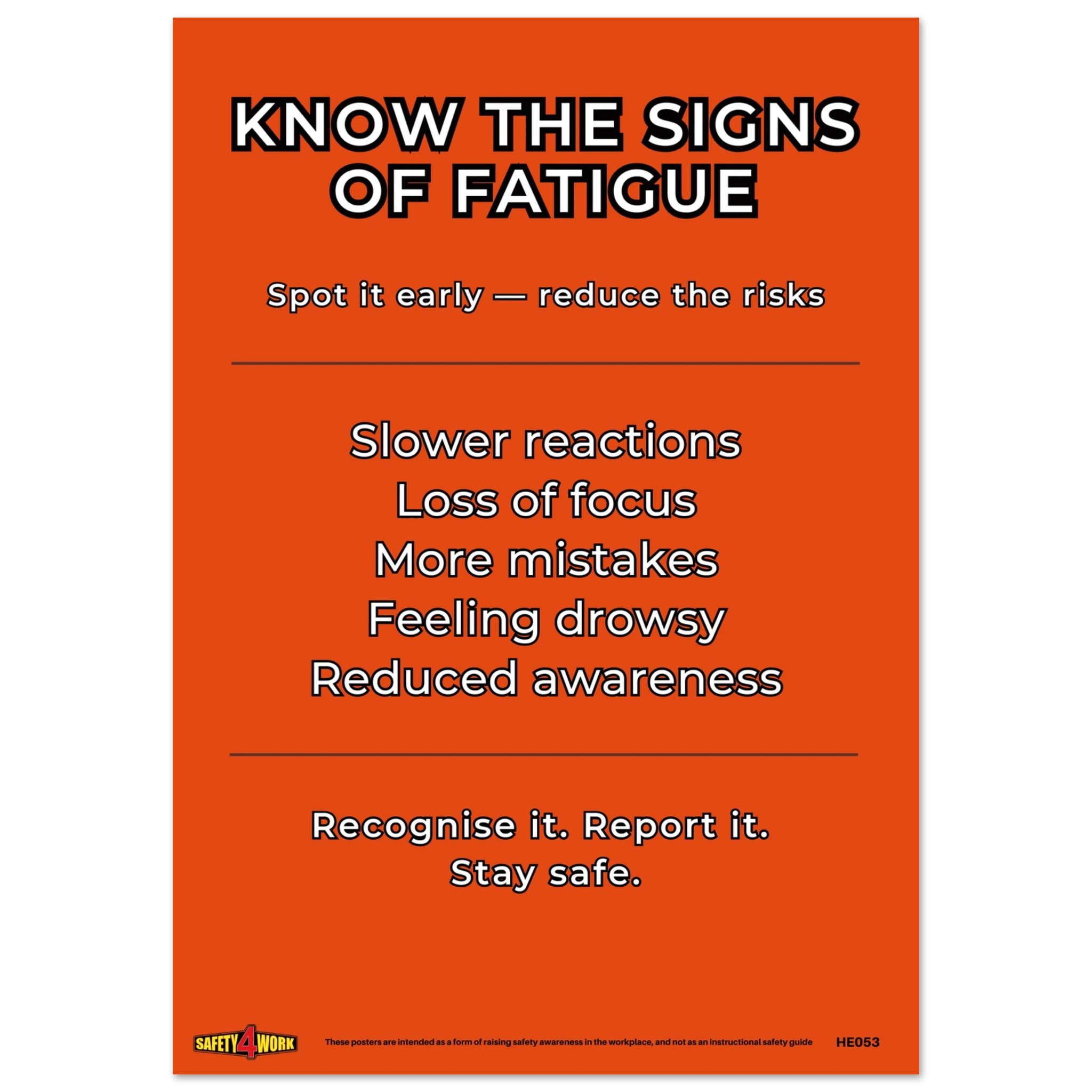 Workplace Health & Safety Poster | Workplace Awareness Poster | Health HE053