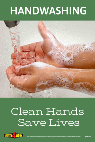 Clean Hands Save life, Handwashing, Germs, Workplace safety poster