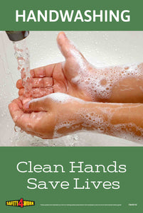 Clean Hands Save life, Handwashing, Germs, Workplace safety poster
