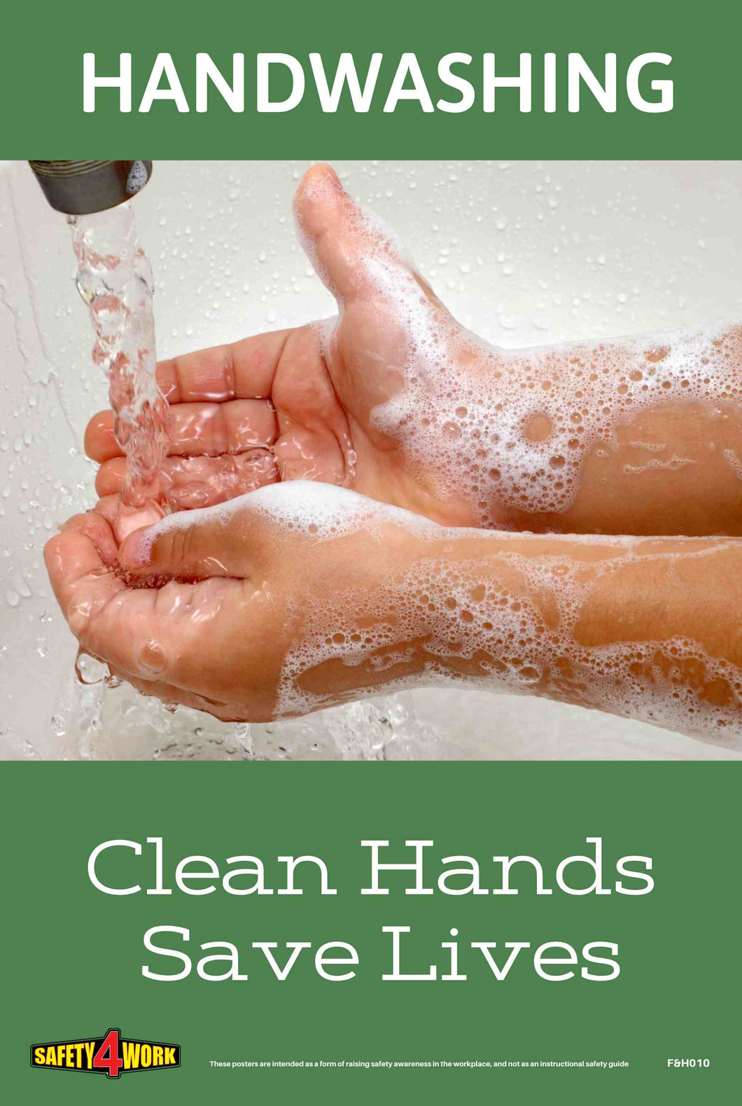 Clean Hands Save life, Handwashing, Germs, Workplace safety poster
