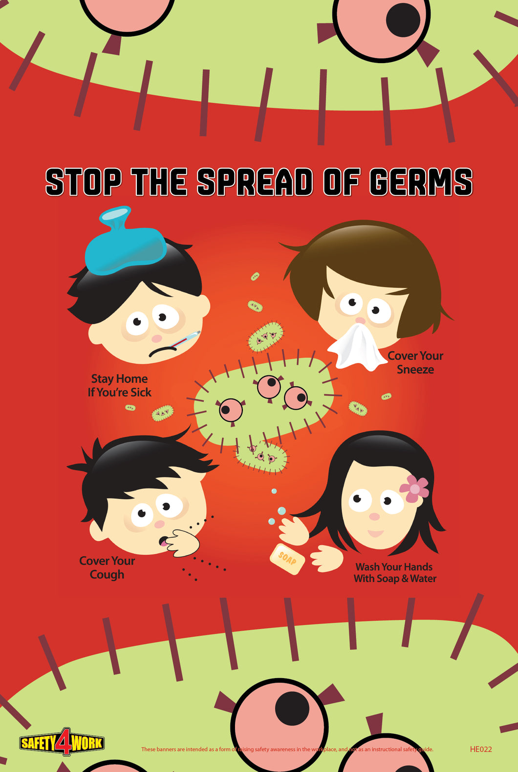 STOP THE SPREAD OF GERMS, workplace safety poster